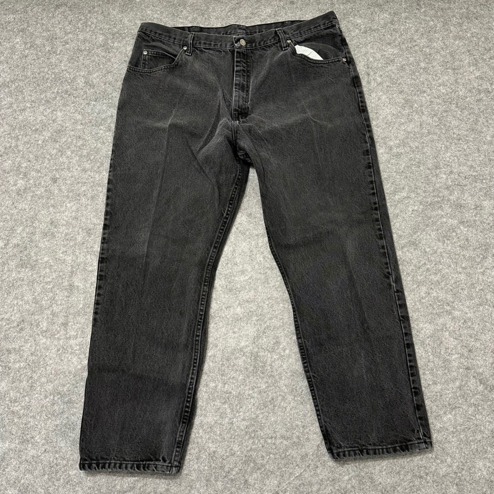 Wrangler Jeans Mens 42x30 Black Denim Relaxed Fit Straight Leg Classic Casual